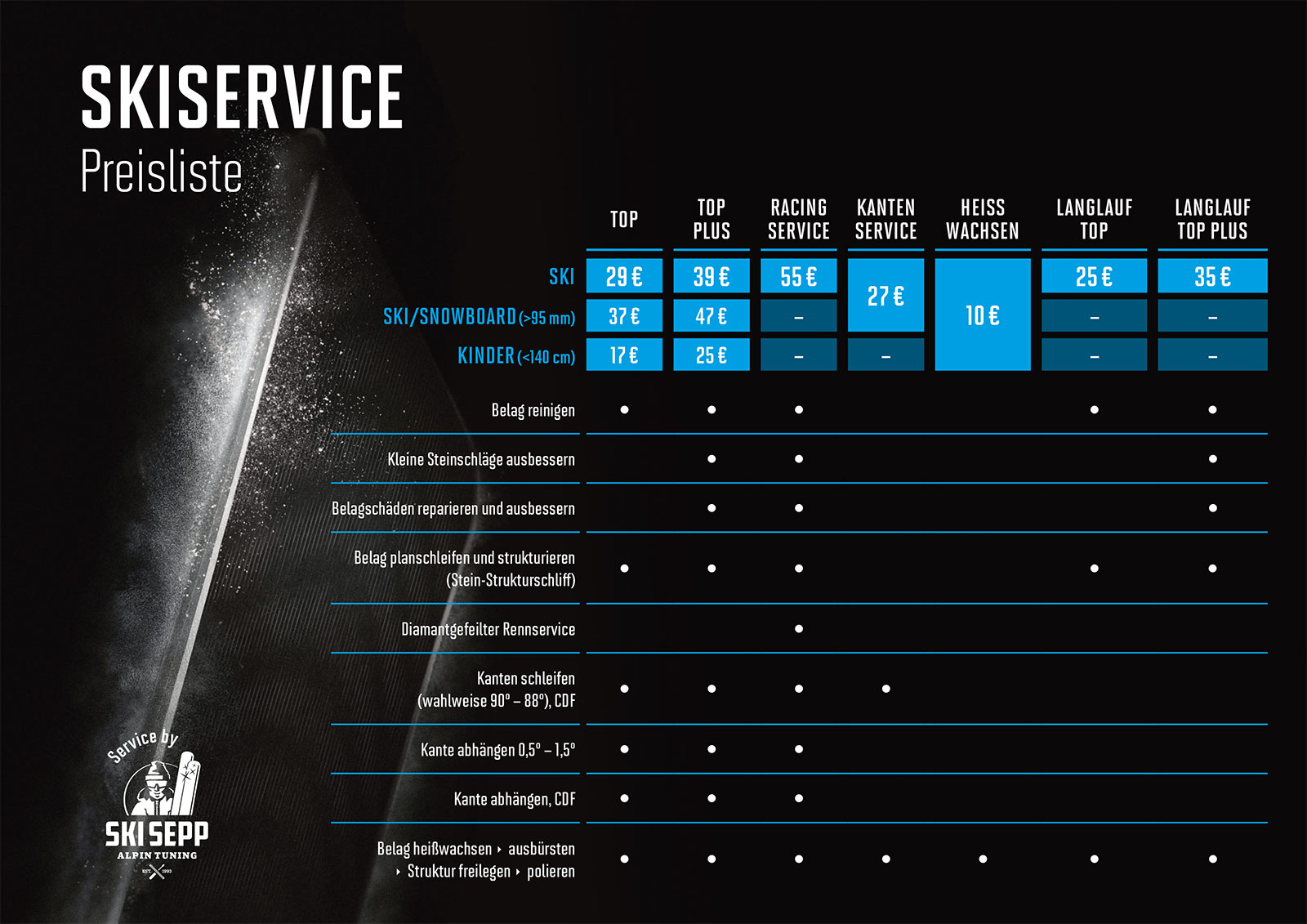 Preisliste Ski Sepp